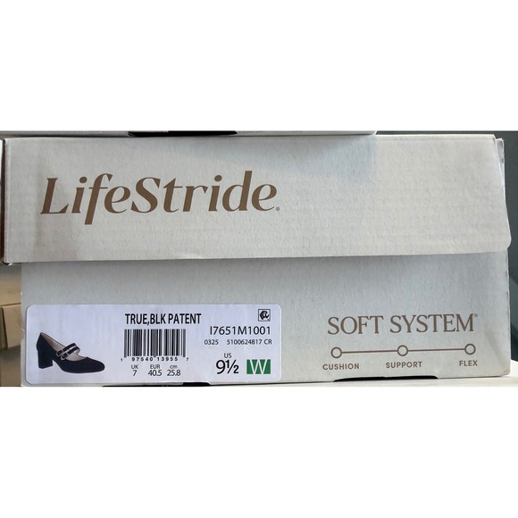 LifeStride True Mary Jane Pump Black Patent Block Heel Shoes 9.5W NEW - Picture 3 of 12